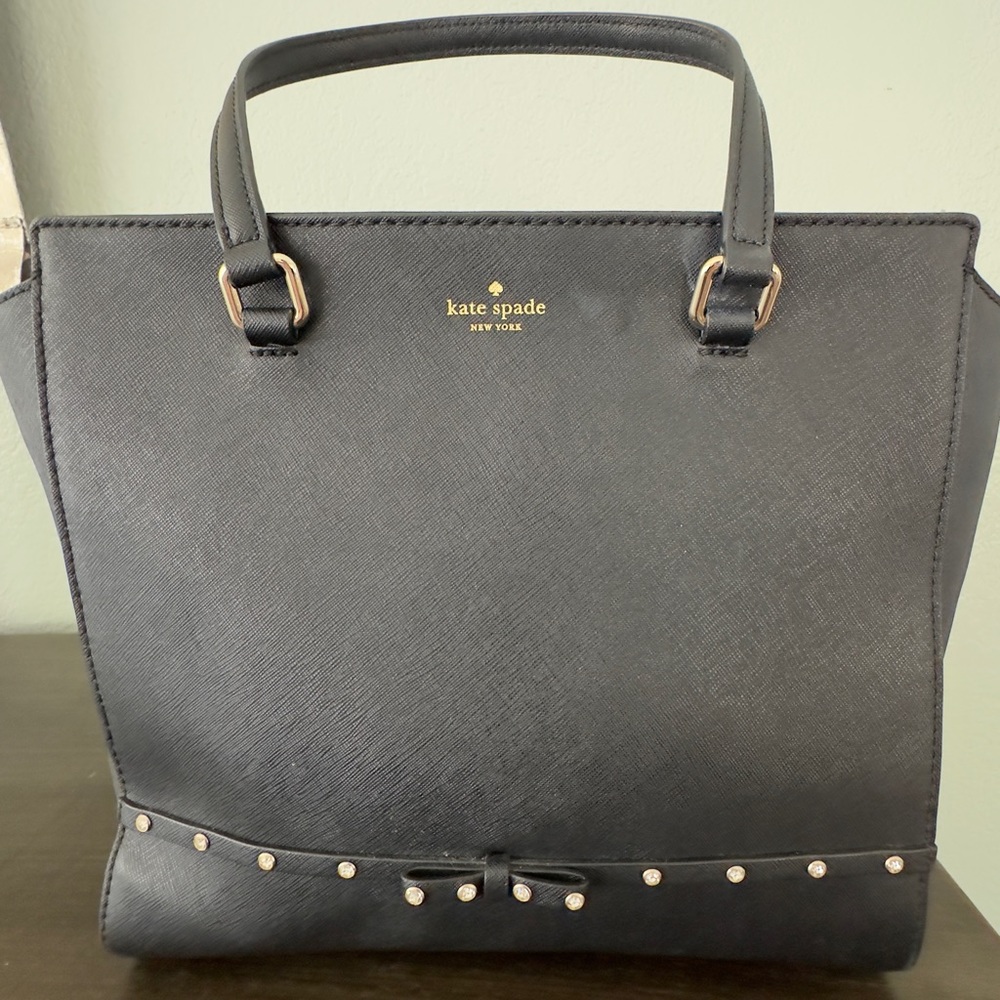 Kate Spade black Satchel. Use handles or crossbody with the long leather strap.